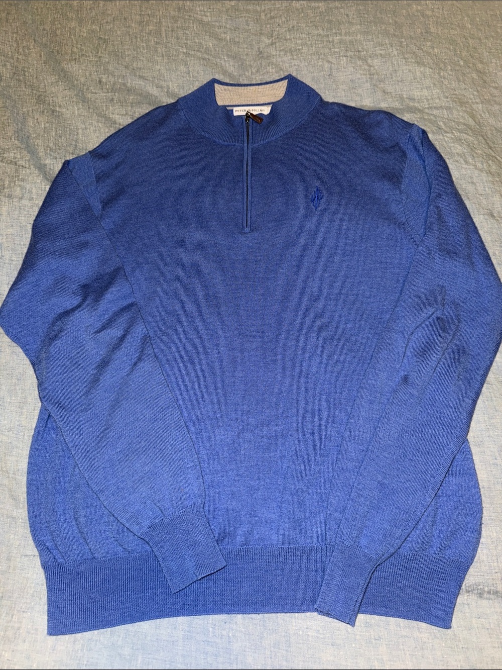 Peter Millar Men’s Zip-Neck Sweater - Royal Blue - 100% Wool - Estancia Golf